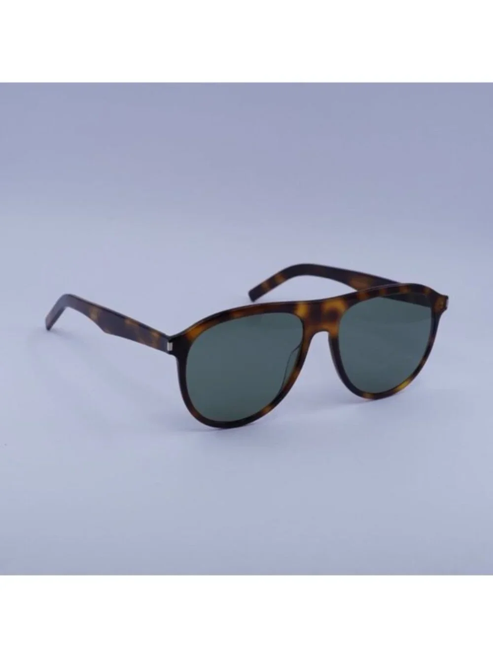 Saint Laurent SL432 SLIM 002 Sunglasses Havana Aviator Frame, Green Lenses
